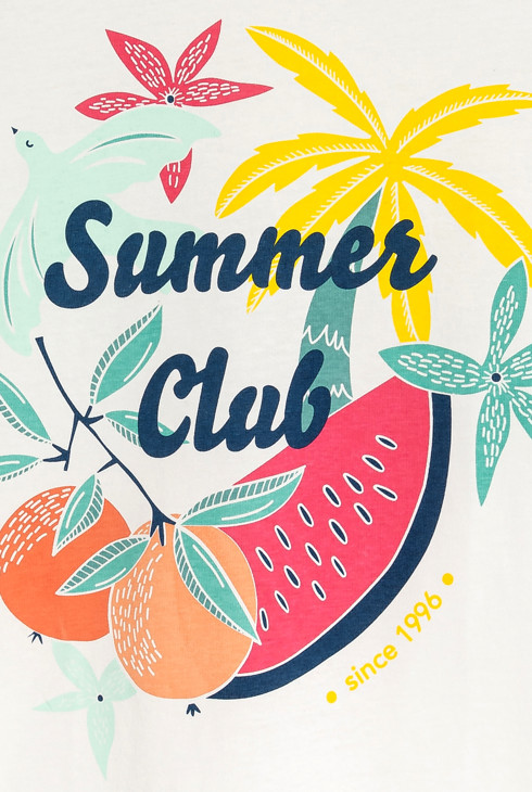 T-shirt à motifs palmiers blanc Fille 2