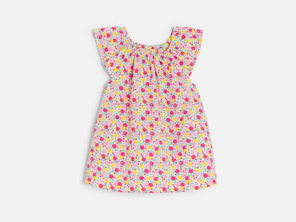 Blouse fleurie et short rose bébé fille 2