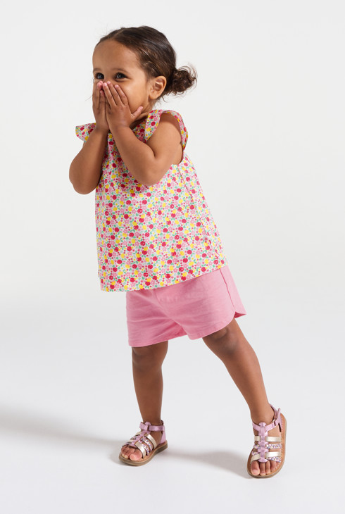 Geblümte Bluse und Shorts in Rosa Kleinkind Mädchen 1