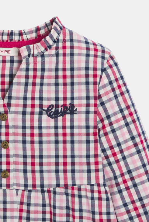 Robe à carreaux en popeline rouge fille Chipie