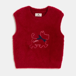 Pull sans manches fausse fourrure rouge fille Chipie 1