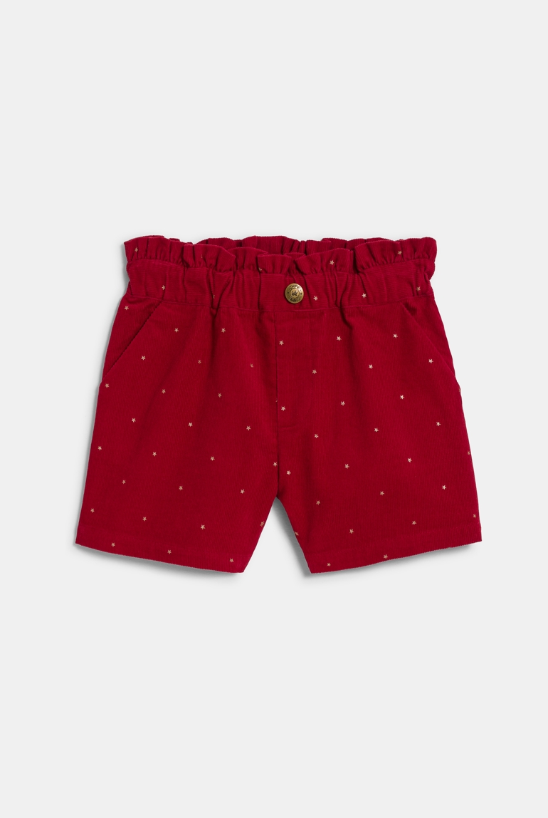 Short velours à étoiles rouge fille 1