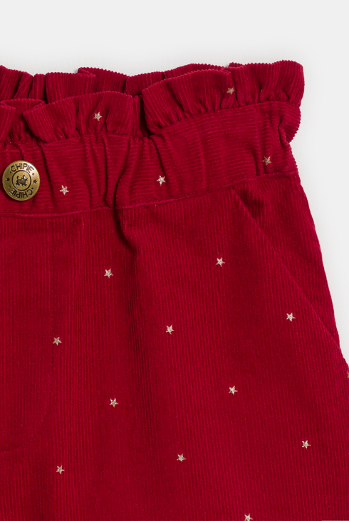 Short velours à étoiles rouge fille