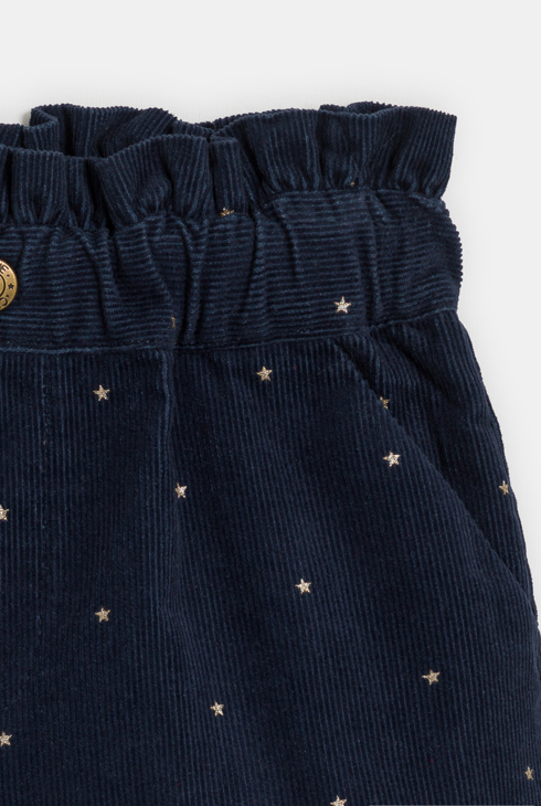 Short velours à étoiles bleu marine fille