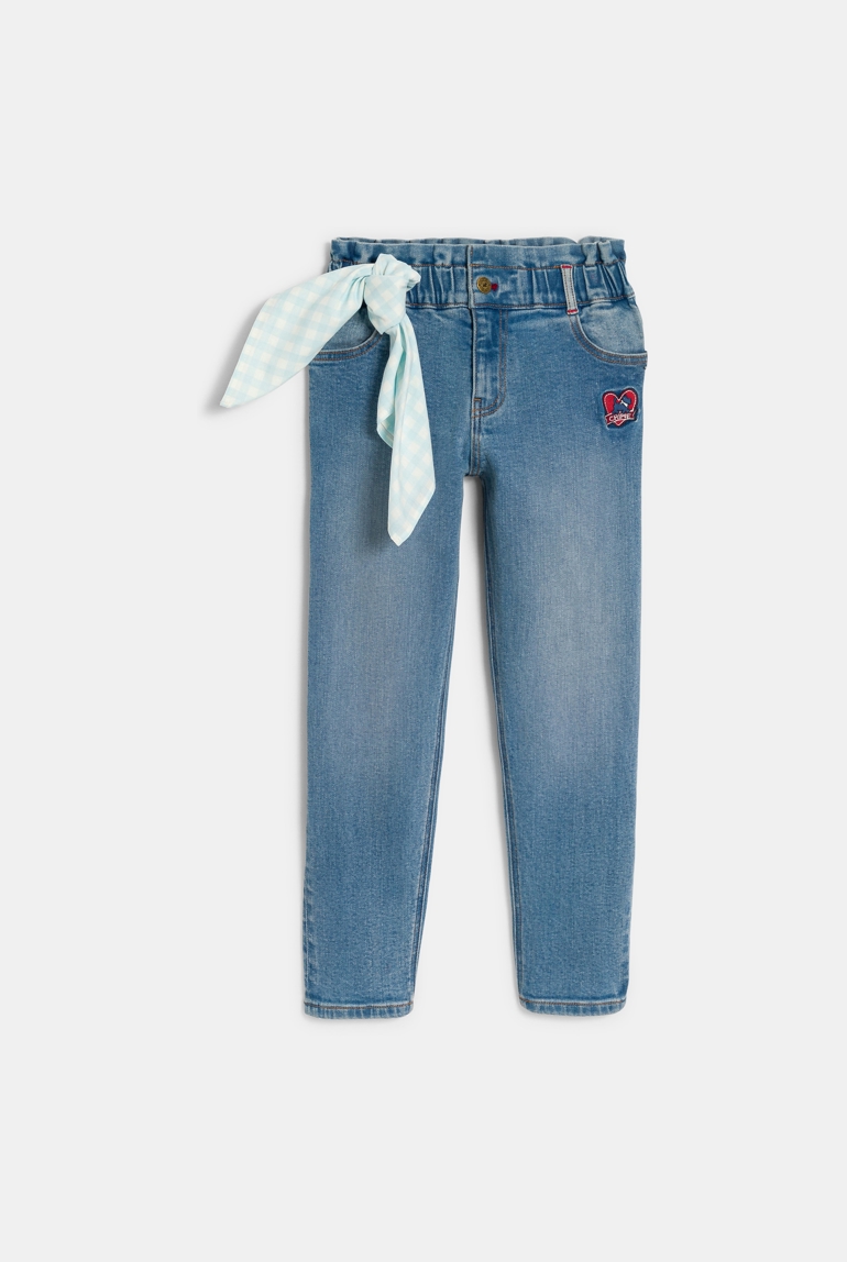 Jean mum taille haute denim fantaisie bleu fille Chipie 1