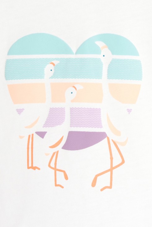 T-shirt flamants cœur blanc bébé fille 2