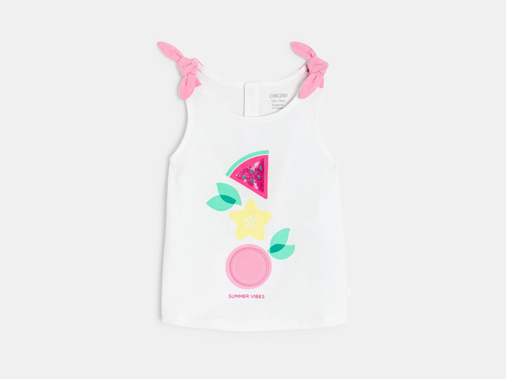 Weißes Tanktop mit Früchtemotiv Kleinkind Mädchen 1