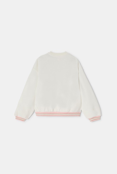 Weißes Sweatshirt aus Molton mit Lili-Gaufrette-Zeichnung Mädchen 2