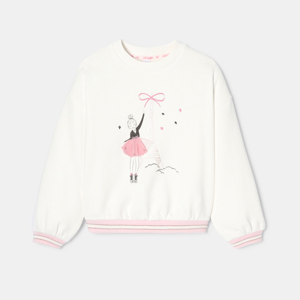 Witte fleece sweater met potloodtekening voor meisjes - Lili Gaufrette 1