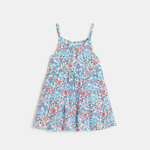 Robe à bretelles fleurie bleu bébé fille 1