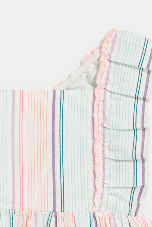 Robe à bretelles rayée multicolore bébé fille