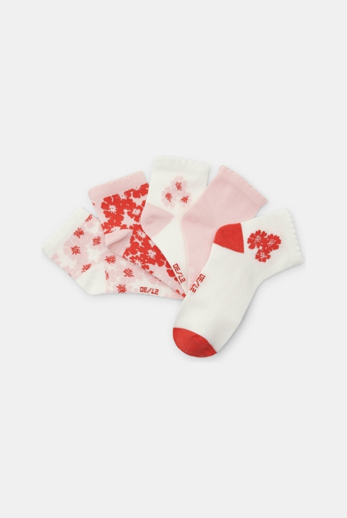 Socquettes fantaisie fleuries (lot de 5) 2