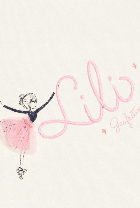 Robe bi-matière molleton et tulle rose fille Lili Gaufrette 2