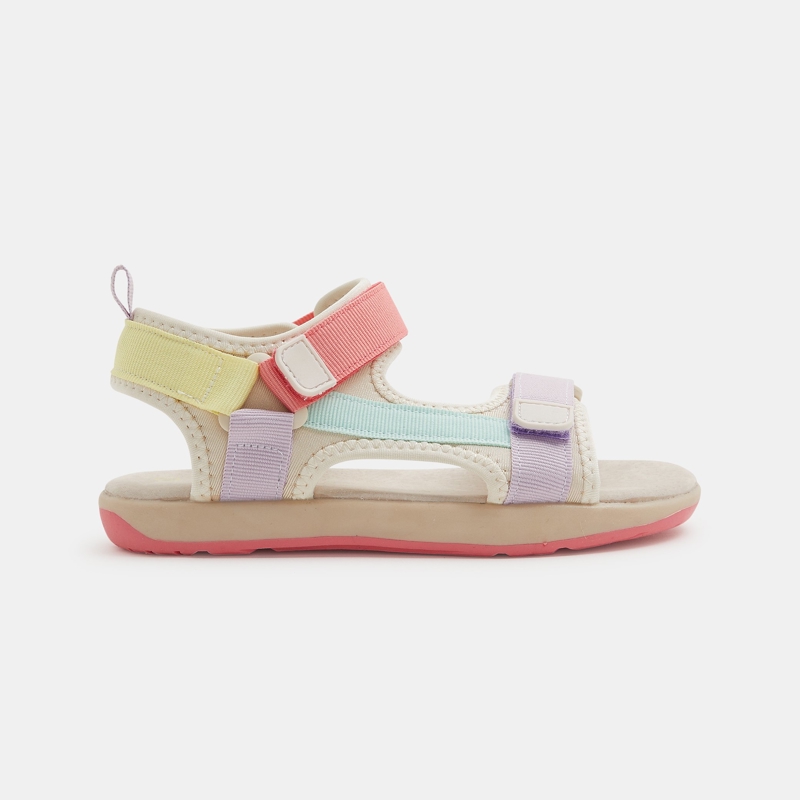 Mehrfarbige Stoffsandale mit Klettverschluss für Mädchen