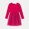 Robe de fête bi-matière rouge Lili Gaufrette fille