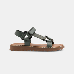 Boy's khaki green leather sandals. 1