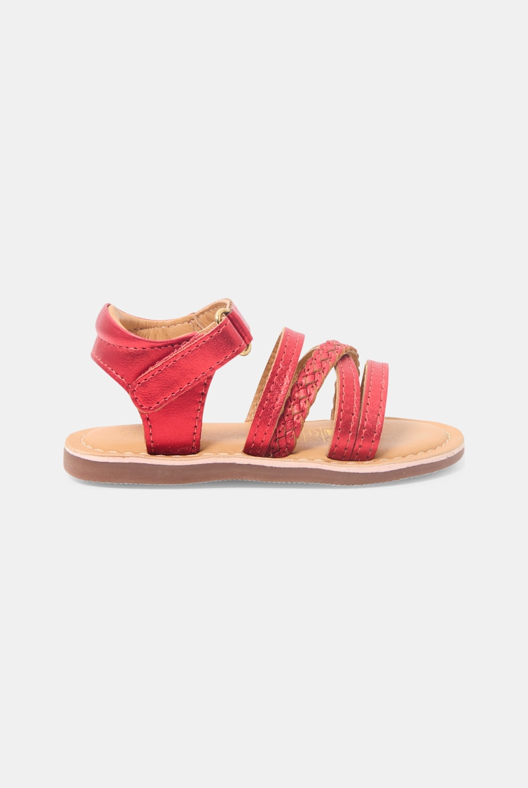 Sandale cuir rouge bébé fille 1