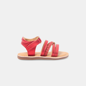 Sandale cuir rouge bébé fille 1