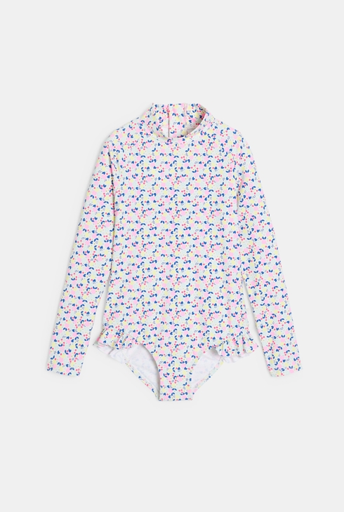 Bedruckter Badeoverall in Rosa für Mädchen 1