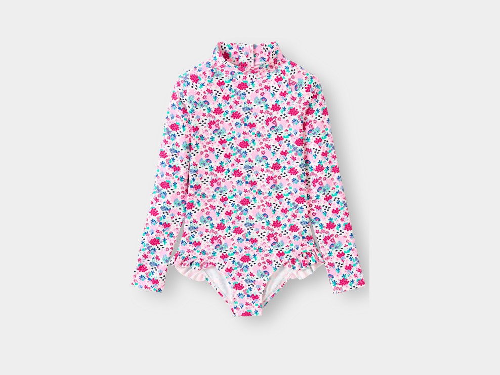 Combinaison de bain imprimée rose fille 1