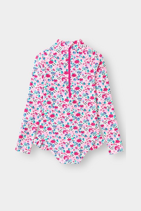 Girl's pink printed swimsuit 2