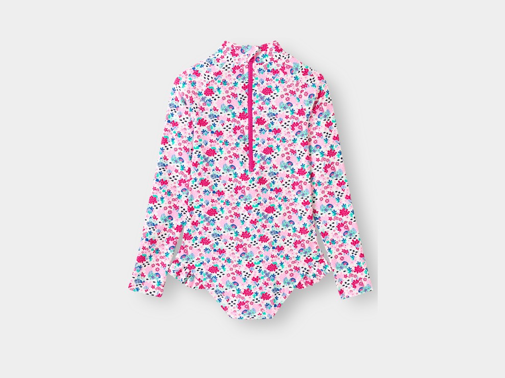 Combinaison de bain imprimée rose fille 2