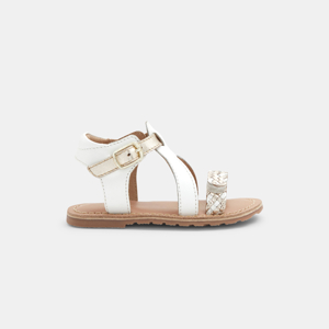 Weiße Baby-Sandalen aus Leder mit Riemchen für Mädchen 1