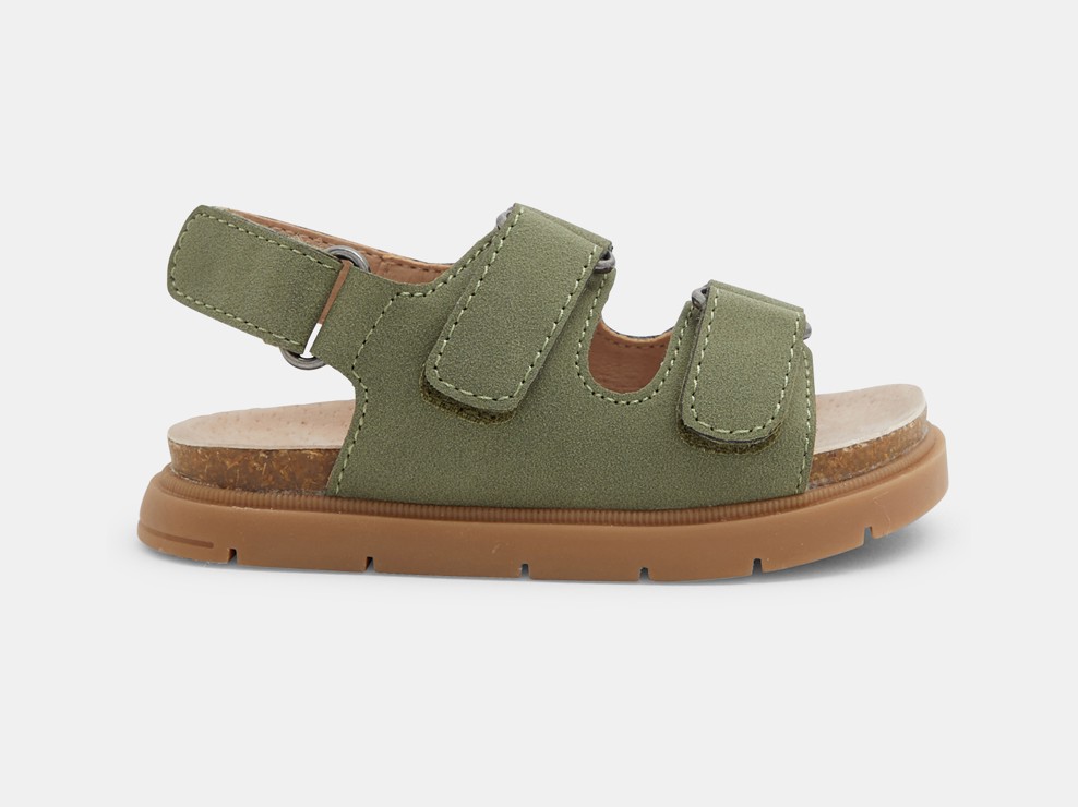Groene leren sandalen met klittenband voor babyjongens 1