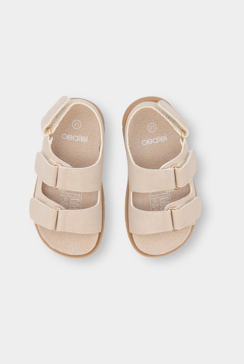 Sandali verdi in pelle con chiusura a strappo per neonato 2