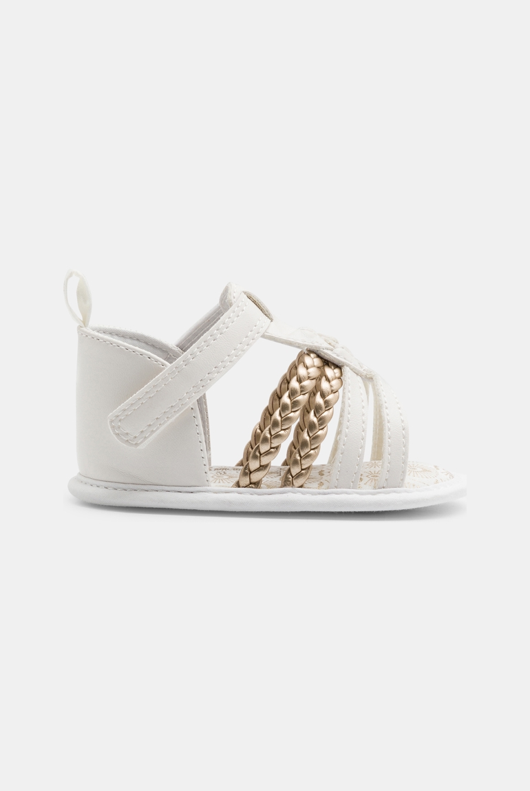 Sandales à scratch blanc bébé fille 1
