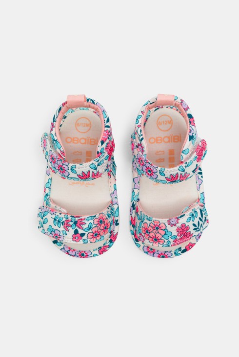 Sandales à scratch tissu fleuri bébé fille 2