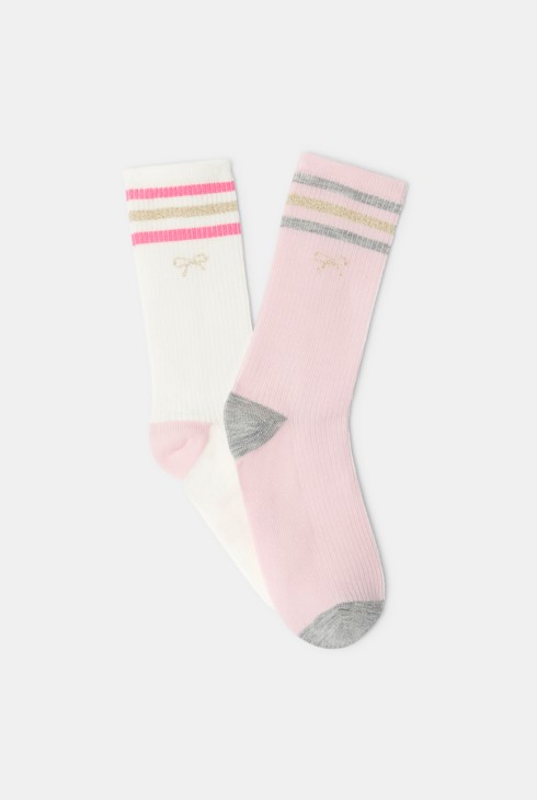 Chaussettes hautes rose fille Lili Gaufrette (lot de 2) 2