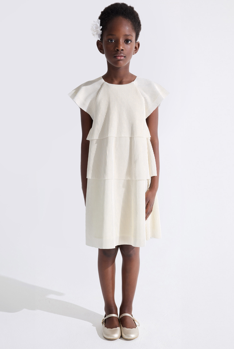 Robe volantée beige doré Fille 1