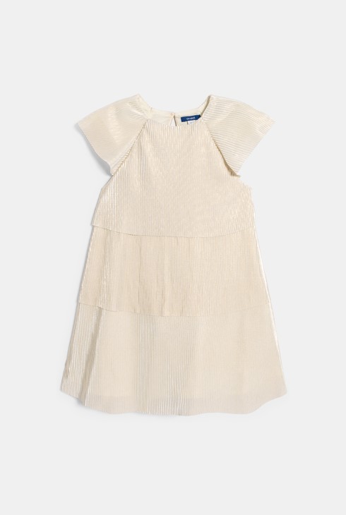 Gold- und beigefarbenes Kleid mit Volants für Mädchen 2