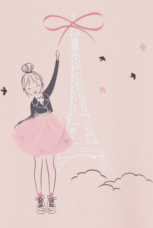 Langärmliges T-Shirt Lili à Paris in Rosa Lili Gaufrette