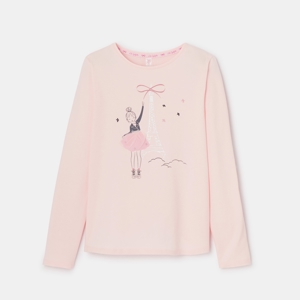 Roze T-shirt met lange mouwen Lili in Parijs - Lili Gaufrette 1