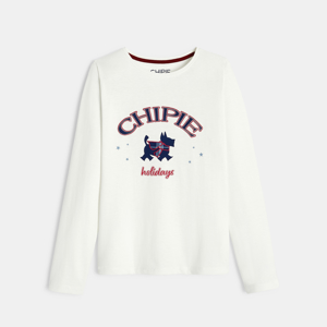 Wit T-shirt met Schotse terriër voor meisjes - Chipie 1