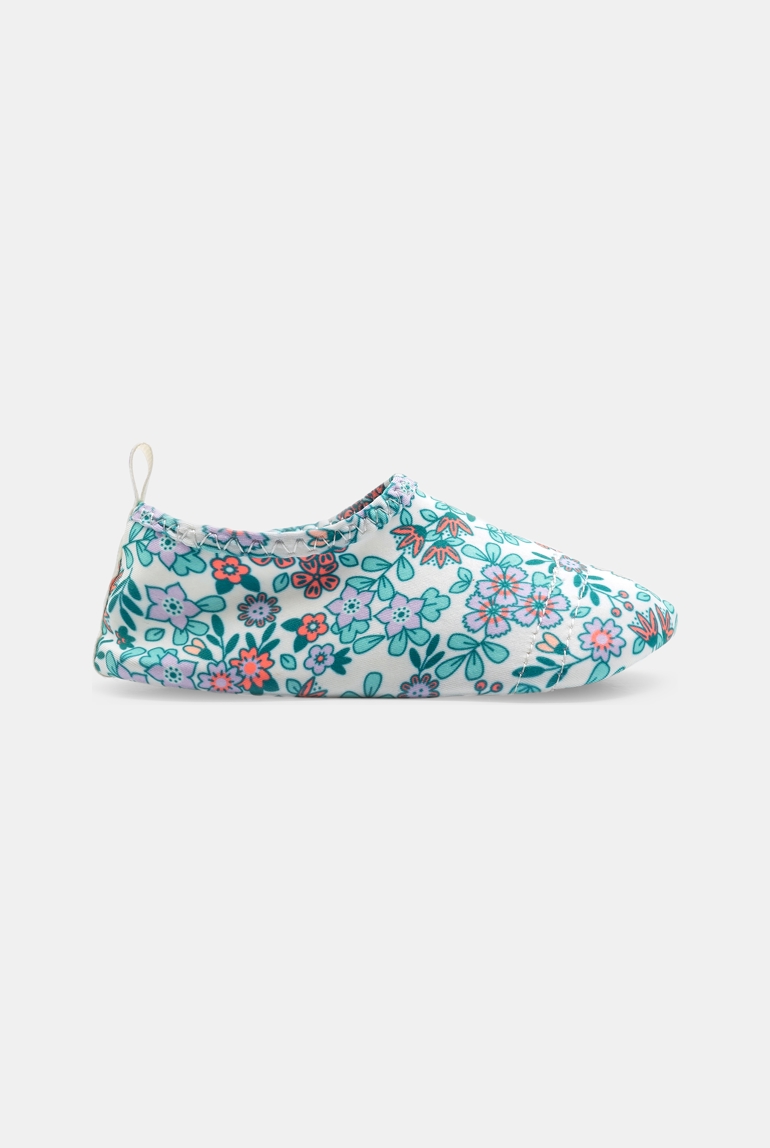 Blaue Baby-Badeschuhe mit Blumenmuster für Mädchen 1