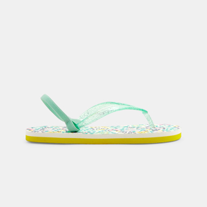 Girl's green floral flip-flops 1