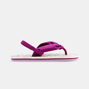 Girl's pink floral fabric flip-flops 1