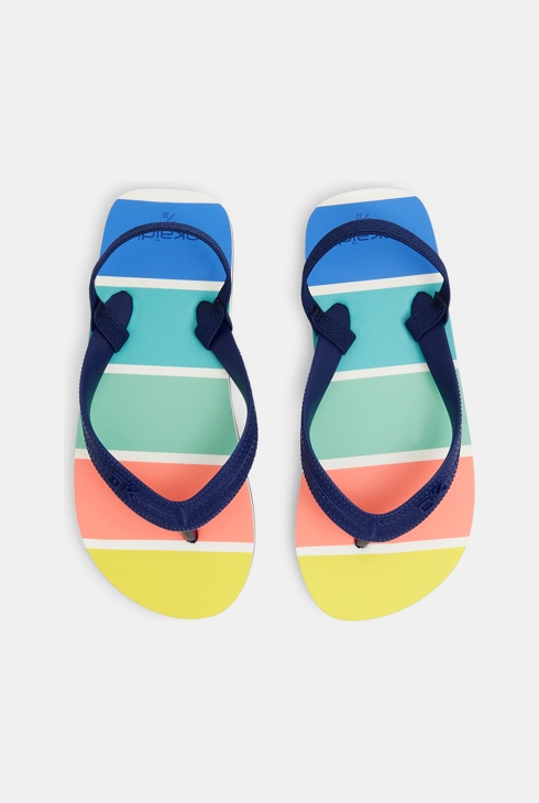 Tongs rayées multicolores garçon
