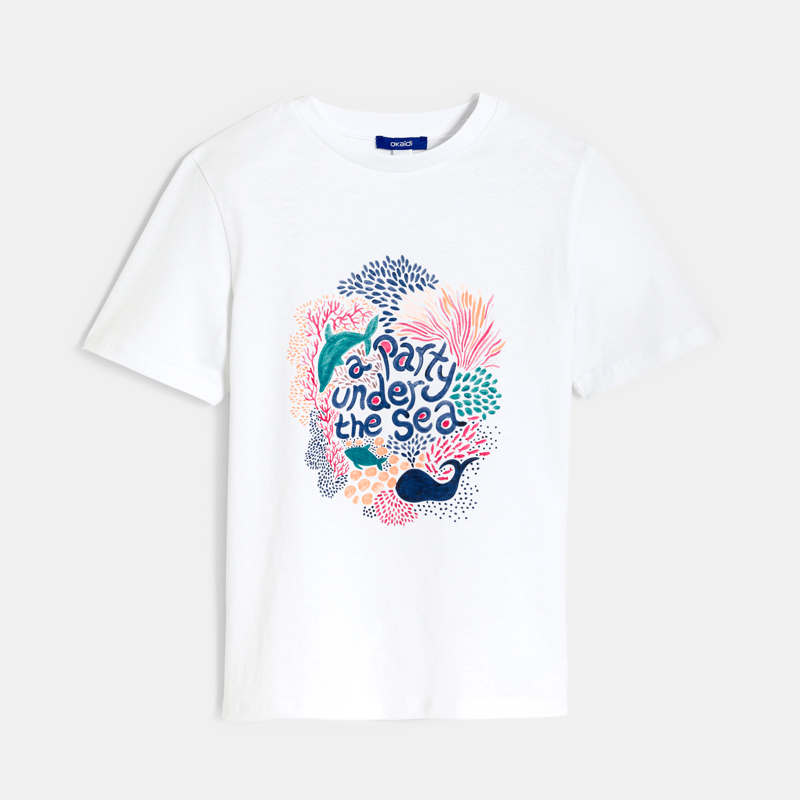 T-shirt motif corail blanc Fille - 3A