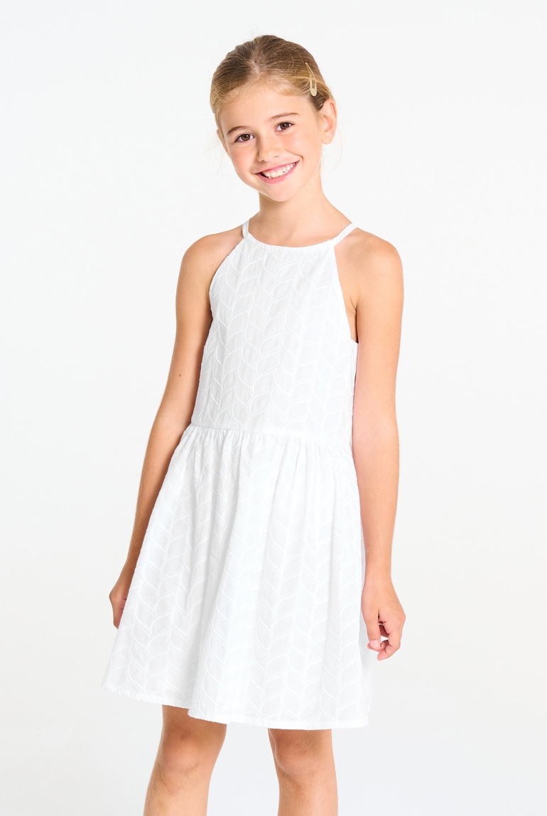 Schickes weißes Kleid mit Stickerei Mädchen 1