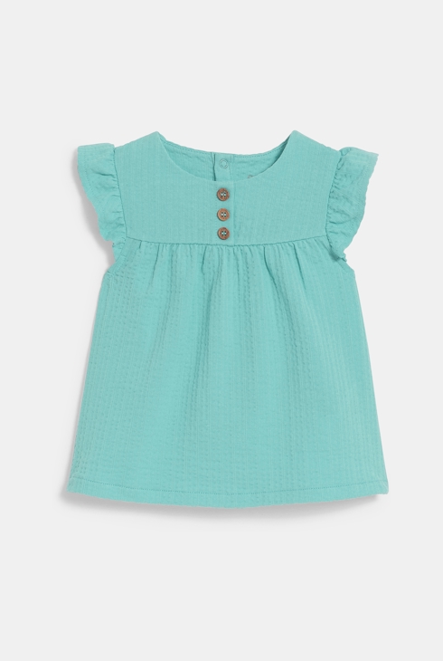Blouse coton seersucker bleu bébé fille 1