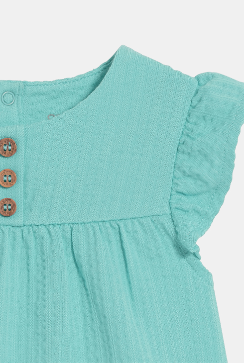 Blouse coton seersucker bleu bébé fille 2