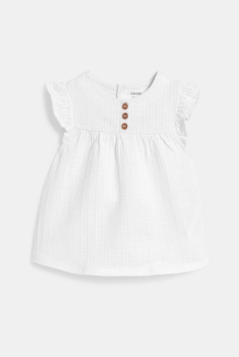Blouse coton seersucker blanc bébé fille 1