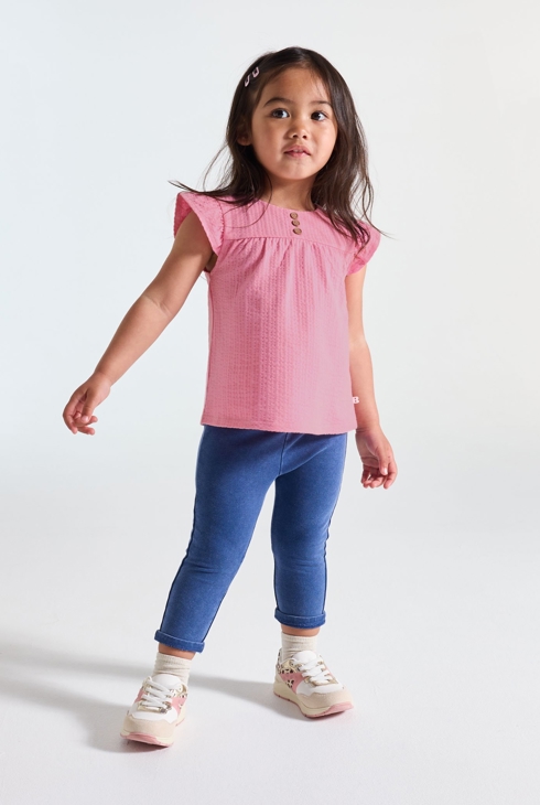 Blusa in cotone seersucker rosa neonata 1