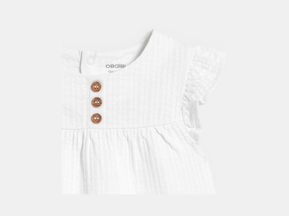 Blouse coton seersucker blanc bébé fille 2