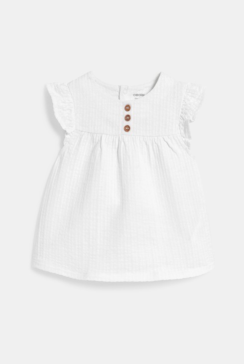 Baby girl's white cotton seersucker blouse 1