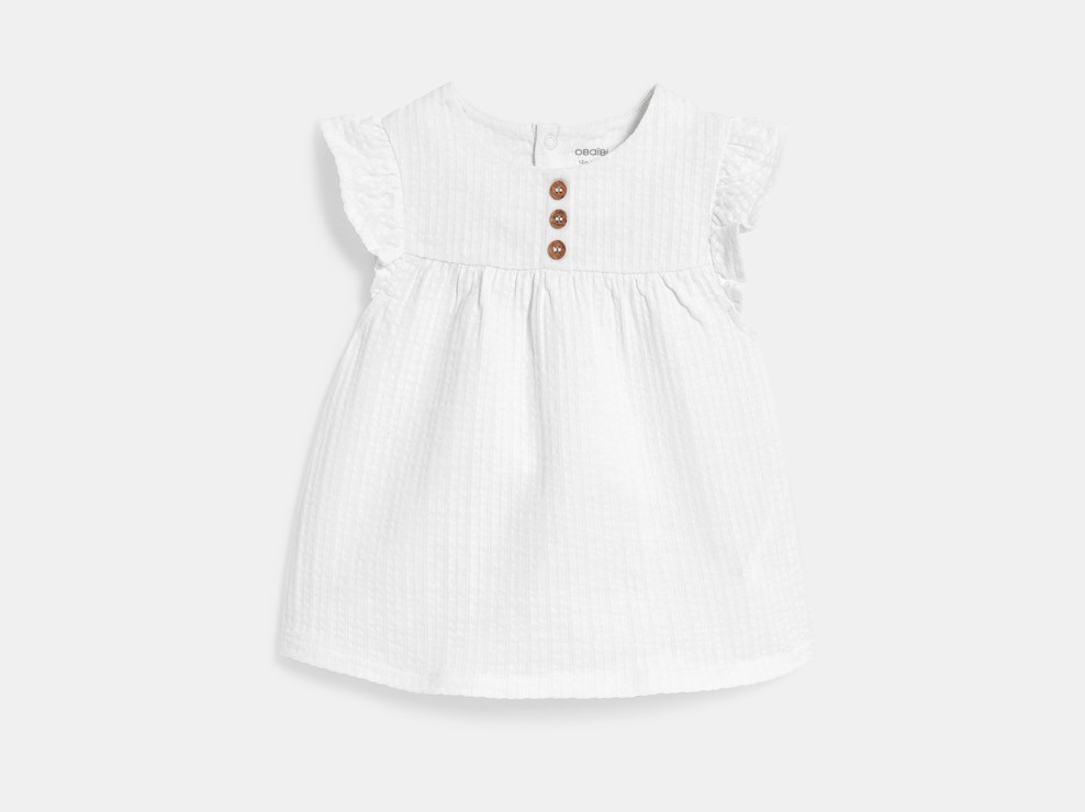 Blouse coton seersucker blanc bébé fille 1